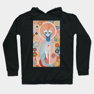 Hilma af Klint's Feline Fantasia: Abstract Cat Celebration Hoodie